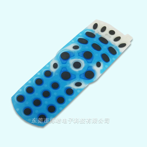 藍色款式DVD機遙控器硅膠按鍵——油墨導(dǎo)電